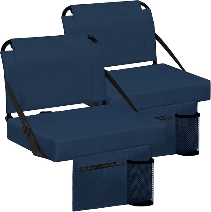 Stadium Seat for Bleachers with Back Support and Wide Padded Cushion Stadium Chair - Includes Shoulder Strap and Cup Holder