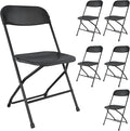 6 Pack Black Folding Chairs, Portable Party Chairs, Plastic Folding Chair,Stackable Commercial Seats with Steel Frame for Office Wedding Party Patio Dinning Events, 350lbs Capacity, Black