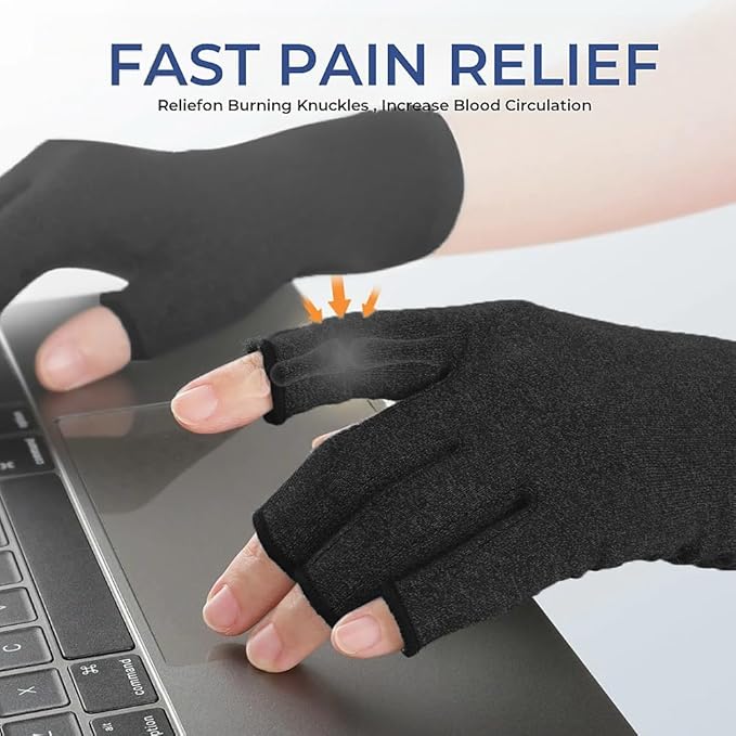 TFUSOM Arthritis Gloves for Women for Pain, Men and Women Fingerless Compression Wrap for Hand Pain and Osteoarthritis Compression Gloves Women,S,Black