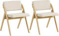 GOFLAME Folding Dining Chairs Set of 2, Upholstered Kitchen Chairs with Padded Seat & Backrest, Modern Side Chairs with Rubber Wood Legs for Home Office Events, Wedding, No Assembly Needed, Natural