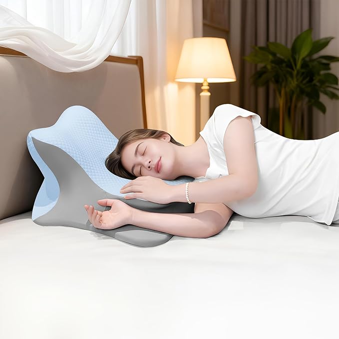 YRuiSofut Reading Pillow for Bed, Lying, Leaning and Prone, Ergonomic Memory Foam Bed Wedge Pillow for Headboard, Floor Cushions, Chin & Back Support Pillows on Bedrest Couch Floor-Blue
