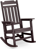 hOmeQomi Rocking Chair, All Weather Resistant Poly Lumber Outdoor Porch Rocker, Rocking Chairs for Outdoor, Indoor, Patio, Deck, Garden, Backyard, Load Bearing 380 lbs - Brown