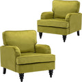 chairus Mid Century Modern Velvet Accent Chair Set of 2, Vintage Club Armchair with Firm Supportive Seat & Soft Backrest, Comfy Single Sofa Reading Chair for Living Room Bedroom Apartment, Olive Green