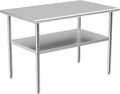 Atronor Stainless Steel Table for Prep & Work, 30x48 Inches, NSF Metal Commercial Heavy Duty Table with Adjustable Under Shelf and Foot for Restaurant, Home and Hotel