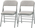 Amazing for less Pack of 2 (Fabric/Vinyl) Steel Frame Metal Foam Padded Folding Chairs (Black, Gray, White) (2-Pack - Fabric White)