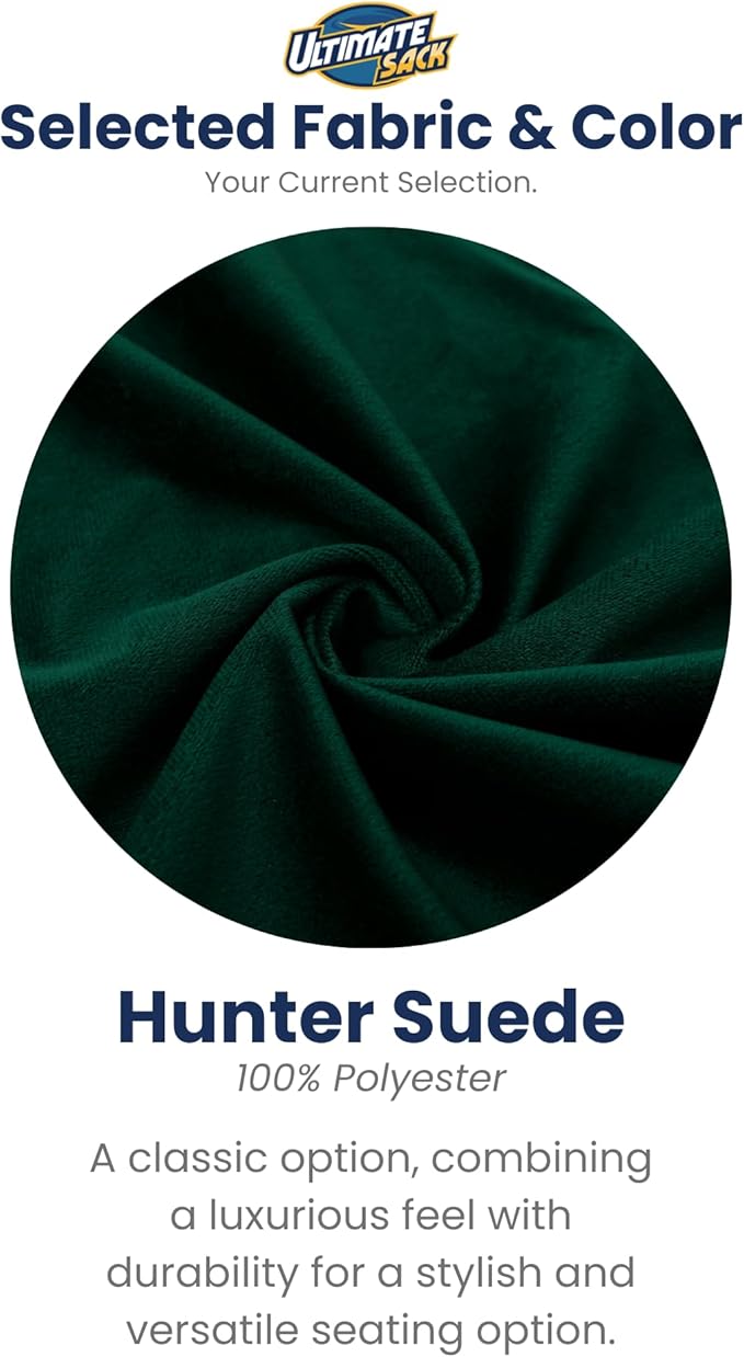 Ultimate Sack 5000 5-Foot Bean Bag Chair, Hunter Suede Cover – Oversized Foam Lounger, Floor Seat, Small Sofa, or Couch Bed for Living Area, Gaming Room, or Reading Lounge