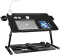 iXTRA Laptop Lap Desk with Cooling Fan - Adjustable Bed Desk with Light, Bed Table with Cup Holder&Phone Holder - Storage Drawer Desk - Folding Bed Desk,Black,70x45cm