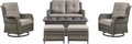 Patio Furniture Swivel Chairs Set - 6 Piece Wicker Rattan Outdoor Sectional Conversation Sets with 2 Swivel Rocking Chairs,2 Ottomans,1 Loveseat and 1 Coffee Table for Porch Deck(Mixed Grey/Grey)