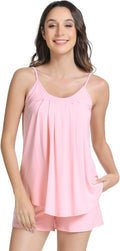 NACHILA Pajamas for Women-Viscose from Bamboo, Ribbed Racerback Tank Top Sexy Split Shorts Pajama Sets Cooling Sleep Cami Pjs