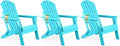 FUNBERRY Folding Adirondack Chair Set of 3, All Weather HDPE Fire Pit Chairs with Cup Holder for Outdoor