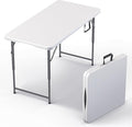 4 Feet Foldable Table Adjustable Height with Built in Handle, Steel Legs | 4FT Heavy Duty Portable | Perfect for Party Dining Wedding Events Picnic Indoor Outdoor Camping Utility Folding - 4 Foot