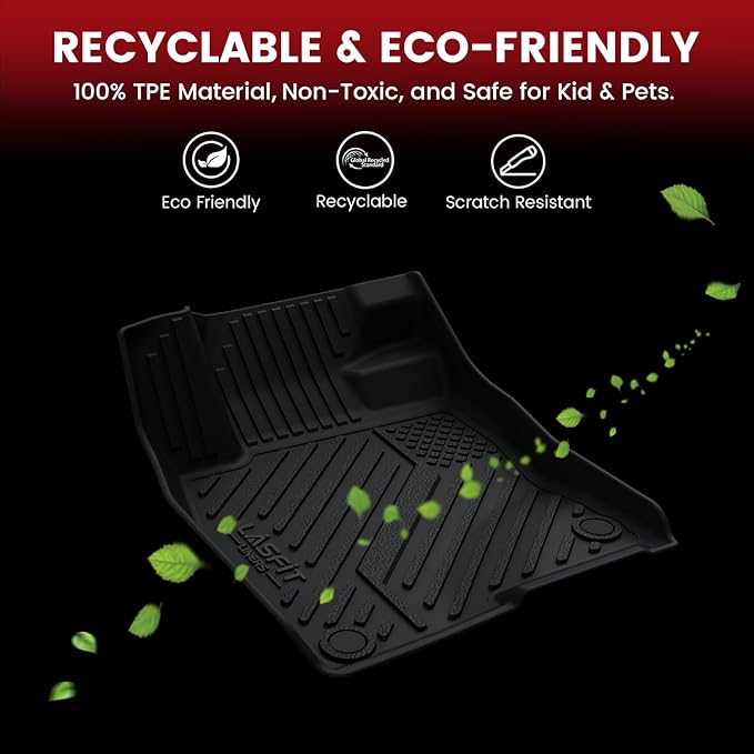 LASFIT Floor Mats 2015-2023 for Dodge Challenger RWD(Not for AWD), All Weather TPE Custom Fit Car Mats Floor Liners 1st & 2nd Row, Black