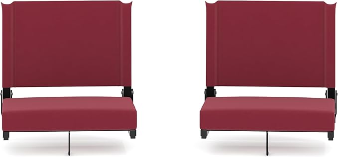Flash Furniture Grandstand Portable Stadium Seats for Bleachers or Benches, Folding Padded Stadium Chairs with Handle, Pack of 2, 500 lb. Weight Capacity, Maroon