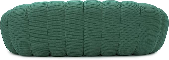 JACH 3 Seater Bubble Sofa Curved Couch, 98.43'' Comfy Upholstered Mesh Fabric Floor Sofa, 3D Honeycomb Shape Modern Couch for Living Room, Office, Apartment, Small Space (Green)