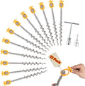 Keltrion 12 PCS Screw in Tent Stakes for Women Men - Ground Anchors for Sand, Canopy, Trampolines, Camping Aluminium Heavy Duty Rust Prevention Pegs Drillable Lightweight Safe - Silvery 14 inch