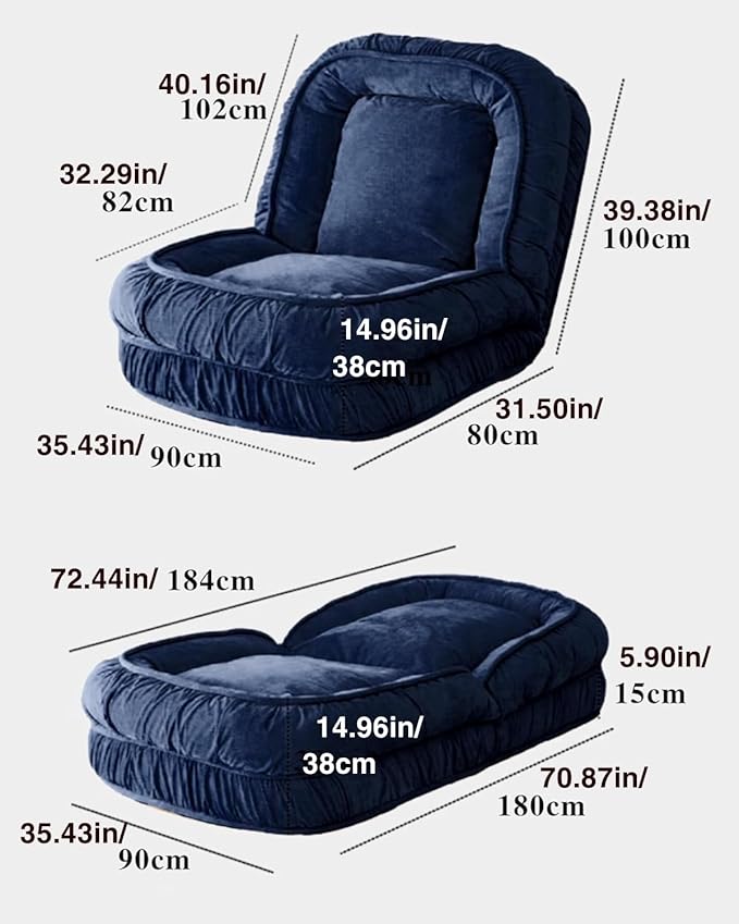 LouannTatami Foldable Lazy Sofa Bed Floor Chair - Adjustable Human Dog Bed for Adults Kids Floor Seats - Cozy Small Couch for Home Living Room (Green)