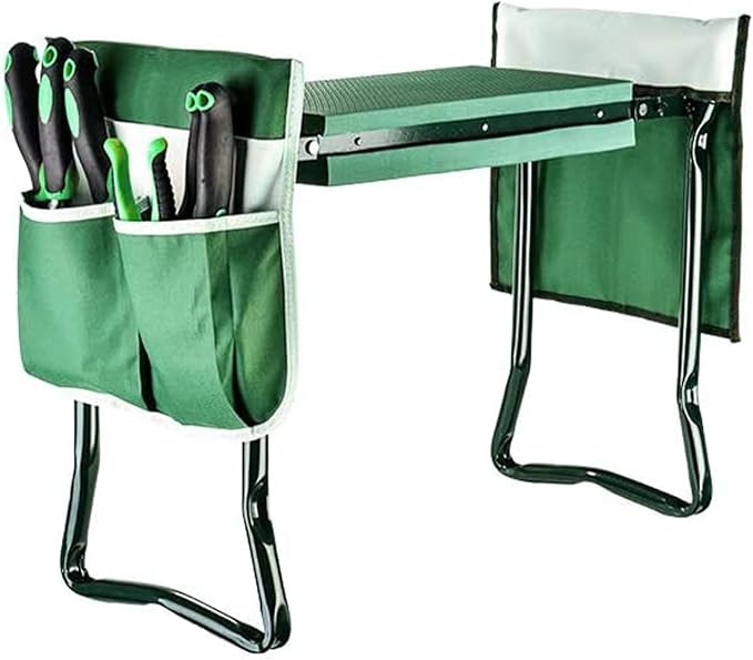 BESTHLS Garden Kneeler and Seat - Heavy Duty Folding Stool with Thick Pad, 2 Tool Pouches, 330 lbs Capacity - Knee & Back Support, Perfect for Seniors, Women, Men