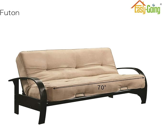 Easy-Going Futon Sofa Slipcover Reversible Sofa Cover Armless Futon Cover Furniture Protector Couch Cover Water Resistant Pets, Kids, Children, Dog, Cat (Futon, PeacockBlue/Beige)