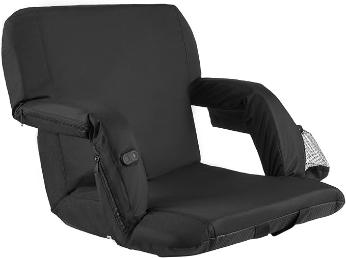 VEVOR Stadium Seat, 25 inch Heated Stadium Chair, Bleacher Seat Heated with 4 Pockets for Bleachers, 3 Level Heating & 6 Modes Vibration Portable Heating Stadiums Chair for Camping, Sports Events