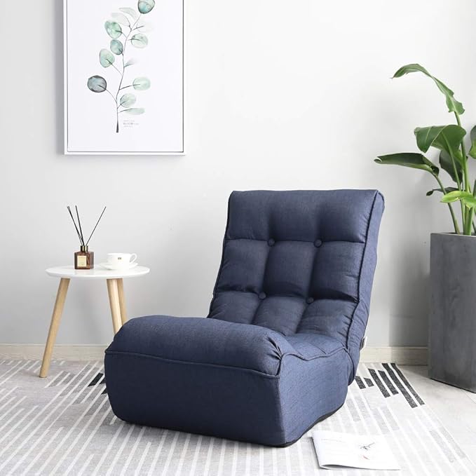 Foldable Floor Chair with Adjustable Back Support for Living Room Bedroom and Tatami Use Comfortable Lounge Seating for Reading and Watching TV