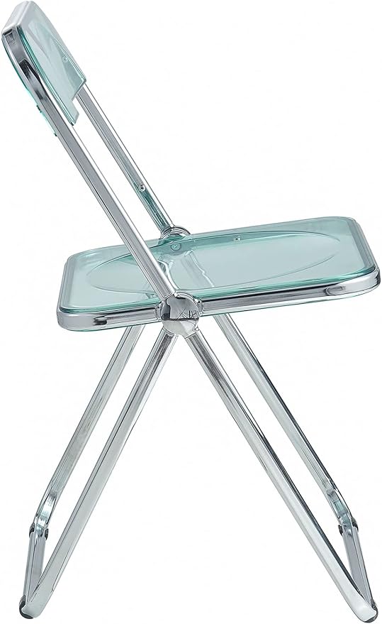 LeisureMod Lawrence Modern Clear Acrylic Folding Chair with Metal Frame, Space-Saving Transparent Seating for Dining Room, Home Office, Bedroom, Vanity or Small Spaces, (Jade Green, Set of 4)