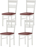 Giantex Wooden Dining Chairs Set of 4, Armless Kitchen Chairs w/Slat Backrest, Upholstered PU Seat, Rubber Wood Frame, Modern Dinette Furniture Set for Dining Room, Living Room
