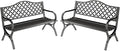 MFSTUDIO Outdoor Metal Bench Set of 2, 50" Black Outdoor Metal Garden Bench with Arch Legs, Cast Iron Frame Patio Furniture with E-Coating, Perfect for Porch and Yard
