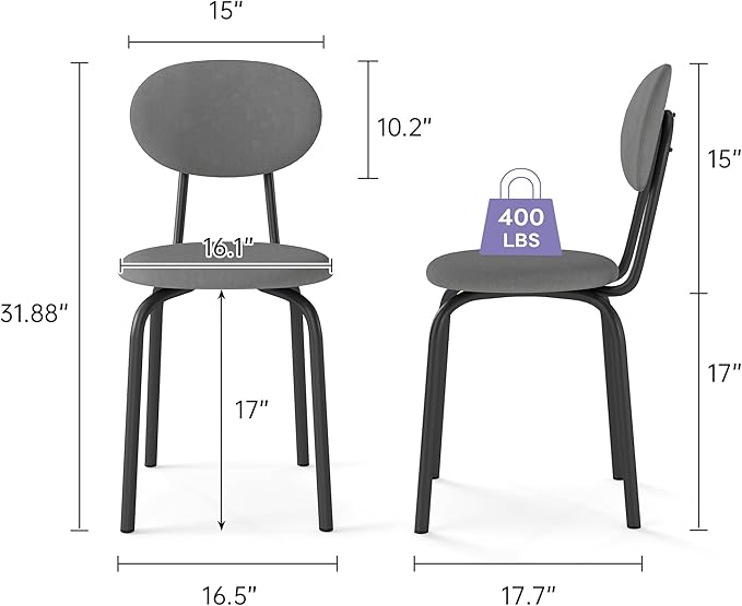 Stackable Dining Chairs Set of 4, Stackable Waiting Room Chairs, Stacking Kitchen Chairs with Upholstered Back and Seat with Dense Foam Cushions, Steel Frame with 400 Lb. Capacity, Grey