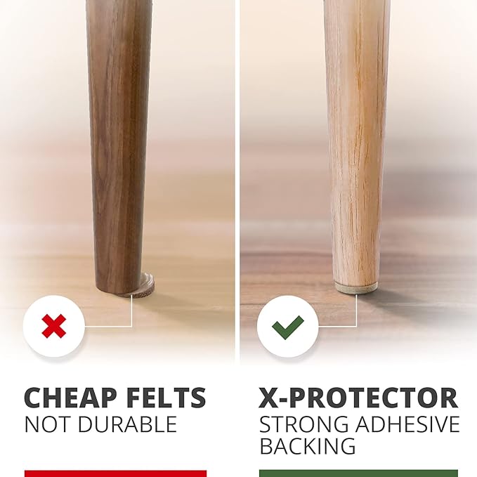 Best Felt Furniture Pads X-PROTECTOR - 48 Premium Chair Felt Pads Floor Protector for Furniture Feet Wood Hardwood Floors - Protect Your Hard Floors! (Beige)