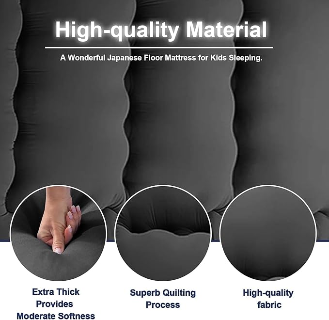 Japanese Floor Mattress,Thicken Japanese Floor Sleeping Pad Foldable,Roll Up Tatami Mat Easy to Store and Portable,Futon Mattress Suitable for Camping and Guest Room (Khaki, Queen (80" X 60"))