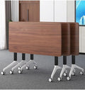 JQUZPCV Conference Table Foldable Meeting Tables, Mobile Training Table with Wheels, Flip Top Rolling Seminar Meeting Table for Office,Meeting Room,classr (Dark Walnut, 47.2×23.6×29.5in)