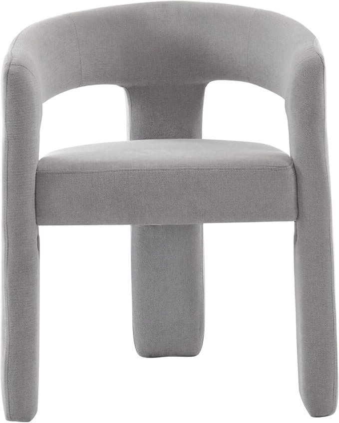 DAYALANE Modern Barrel Dining Chairs Set of 2, Upholstered Kitchen Chairs with Arms Comfy Chenille Side Chair for Living Room/Dining Room/Reception, Grey Chenille