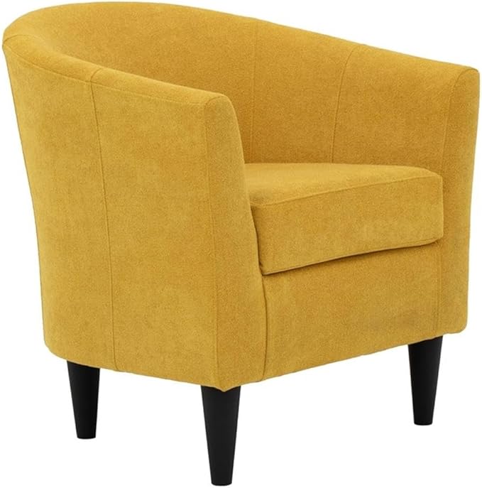 Pemberly Row 17.5" Traditional Polyester Fabric Club Chair in Yellow