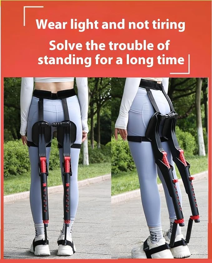 Adjustable Wearable Invisible Chair, Exoskeleton Seat for Camping, Portable Folding Stool with 5 Heights, Lightweight Human Support Chair for Outdoor Activities