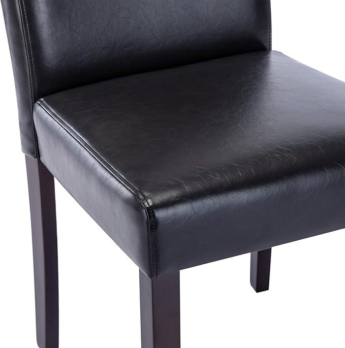 Watson & Whitely Upholstered Kitchen & Dining Room Chairs with Low Back, Faux Leather Armless Dining Chairs with Solid Wood Legs, Set of 2, Black