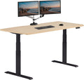 Vari ComfortEdge 72x30 Inch Adjustable Electric Standing Desk – Sit Stand VariDesk with Memory Presets, Sloped Edge, 180 LB Capacity + Tool-Free Assembly (Light Wood Top/Black Legs)