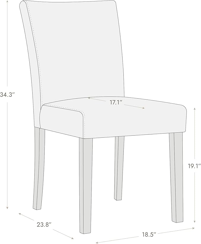 Watson & Whitely Upholstered Kitchen & Dining Room Chairs with Low Back, Faux Leather Armless Dining Chairs with Solid Wood Legs, Set of 2, Light Grey