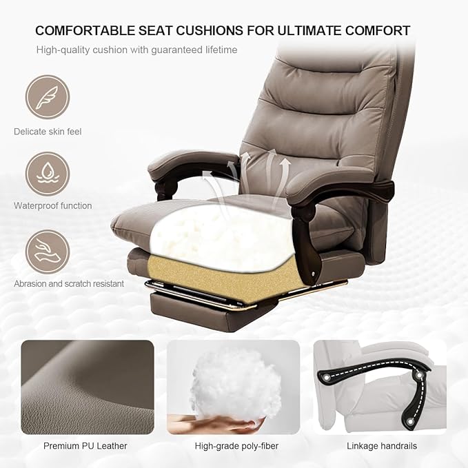 Office Chair with Foot Rest Adjustable Height Soft Padded Desk Chair High Back Computer Chair for Home, Office