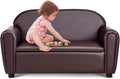 Costzon Kids Couch, 2 in 1 Double Seat Children's Sofa w/Under Seat Storage, PU Leather Surface, Toddler Armrest Chair, Kids Room, Soft Sofa with Storage for Preschool Baby Boys Girls Gifts