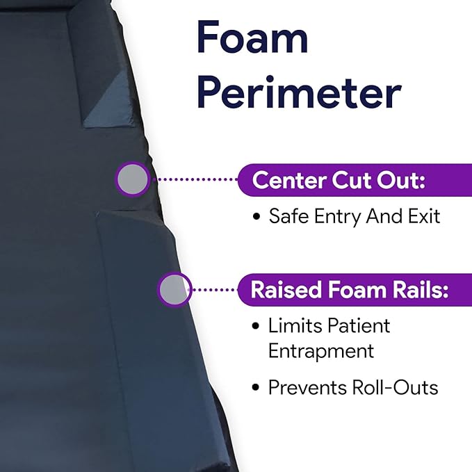 ProHeal Low Air Loss Alternating Pressure Mattress - 36” x 80” x 8” - Cell On Cell Base - Raised Rails - Pressure Mattress for Bed Sores with Silent Air Pump - Stages I-III