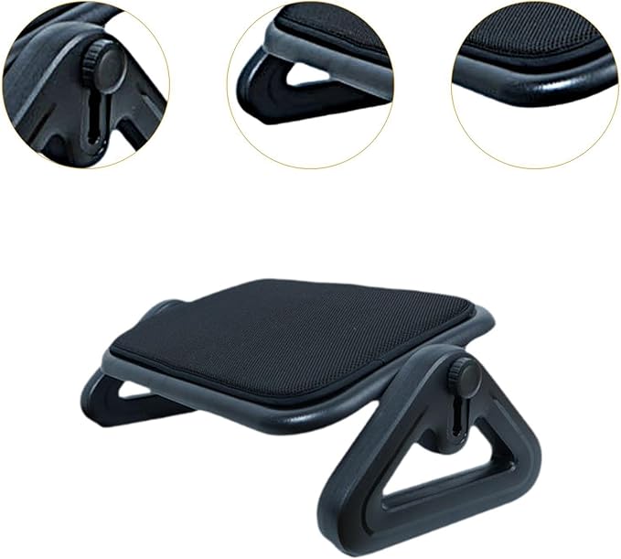 Foot Rest Under Desk Ergonomic Multifunctional for Office, Home, Travel Six Heights Adjustable Foot Stool for Office Gaming, Black