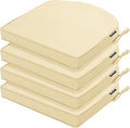Outdoor Chair Cushions Set of 4 Waterproof Patio Chair Cushions with Tie 5 Year Color Fastness Thick Outdoor Seat Cushion for Garden Lawn Round Corner Beige 17x16 Inch