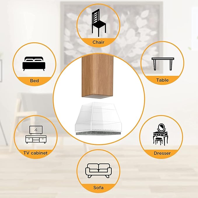 Uukyttrium 16 Pcs Square Silicone Chair Leg Floor Protector, (Clear 1 1/2").