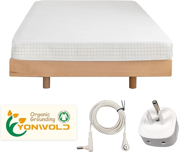 Grounding Sheet California King Size，10% Pure Silver Fiber+400 Thread Organic Cotton，Soft Earth Grounding Bed Fitted Sheets with Grounding Cord +US Safe Adapter (72"x 84"x 13")