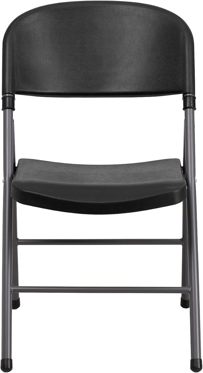 Flash Furniture 6 Pack HERCULES Series 330 lb. Capacity Black Plastic Folding Chair with Charcoal Frame