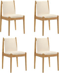 DUOMAY Upholstered Linen Beige Dining Chairs Set of 4, Wooden Armless Kitchen Chairs with Natural Legs and Sturdy Frame for Dining Room, Restaurant, Living Room
