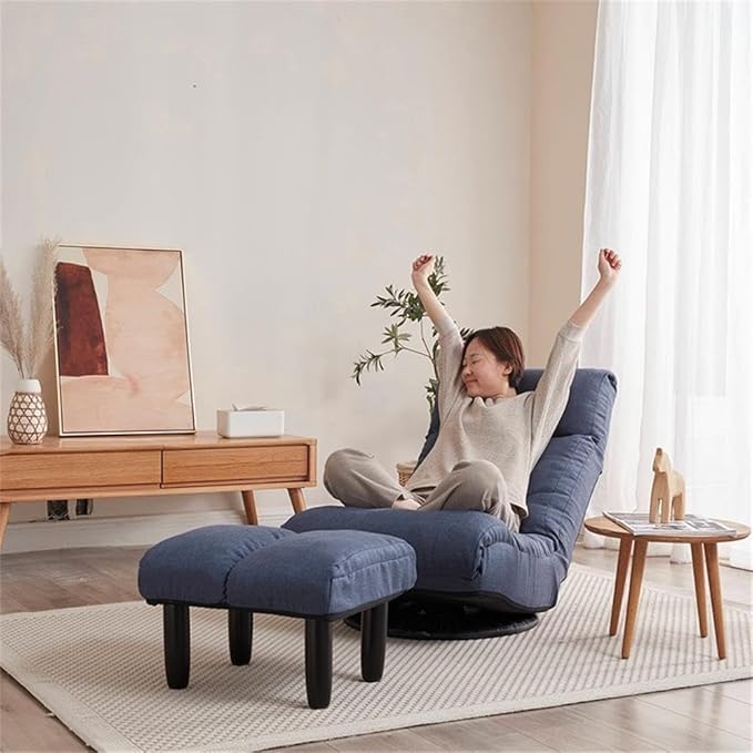 Direct Wicker Navy Metal Single Lazy Sofa Tatami Balcony Reclining Chair Leisure Sofa