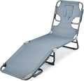 Amazon Basics Outdoor Lounge Chair, Foldable Design with Multi-Angle Backrest, Grey, 1-Pack