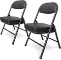 fusehome Mini Padded Folding Chairs, Garage Stool, Portable Camping Chair with Cushion, Lightweight Lawn Chair, for Outdoor Sports Events, Patio, Fishing, Hiking, Hunting, Picnic, Beach (Black 2 Pack)