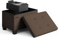 Storage Ottoman Cube with Small Bin, 16-in Square Ottoman with Storage for Living Room and Bedroom, Small Ottomans Foot Rest, Fabric Foot Stools Ottomans Max 330lbs, Brown